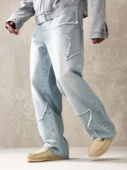 Jean Loose fit Denim Jeans Distressed Design Size US 32 / EU 48 - 1 Thumbnail