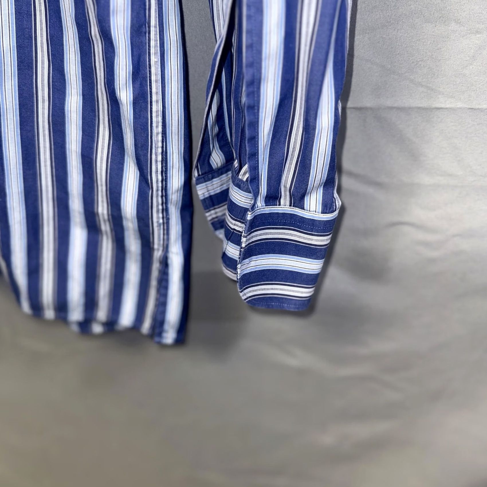 Ermenegildo Zegna Ermenegildo Zegna Shirt Mens Large Blue White Striped Button Down Dress Shirt Size 42R - 4 Thumbnail