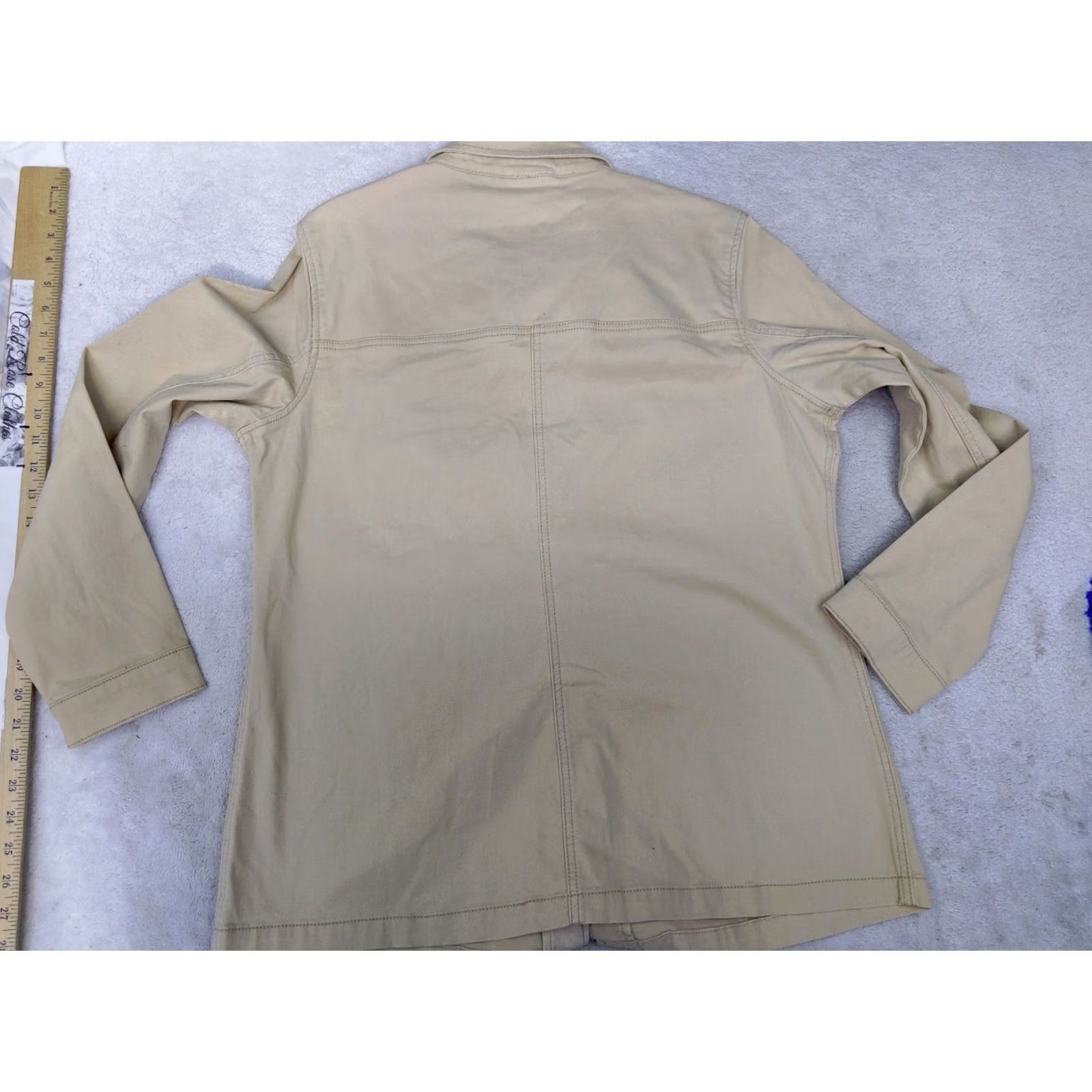 Denime DG2 by Diane Gilman Womens L Beige Denim Sequin Camo Military Jacket Chore jean Size 36" / US 14 / IT 50 - 7 Thumbnail