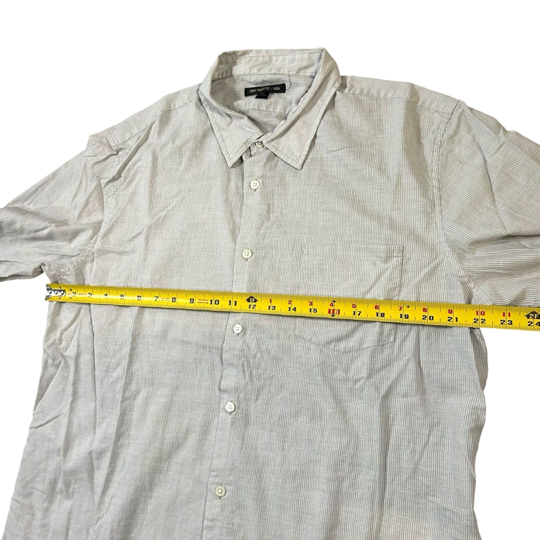 John Varvatos John Varvatos Shirt Mens 2XL Gray Striped Cotton Long Sleeve Casual Button-Down Size US XXL / EU 58 / 5 - 6 Thumbnail