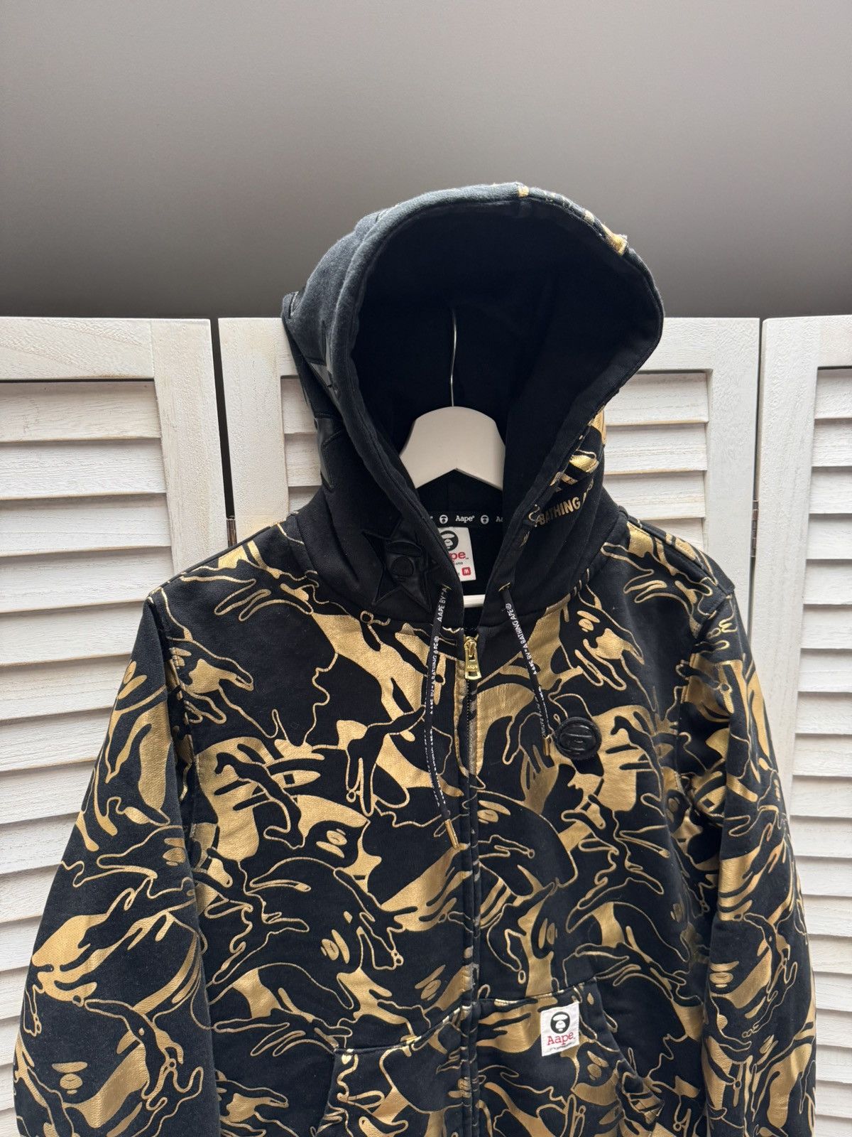 Men’s Casual AAPE Hoodie Black Gold