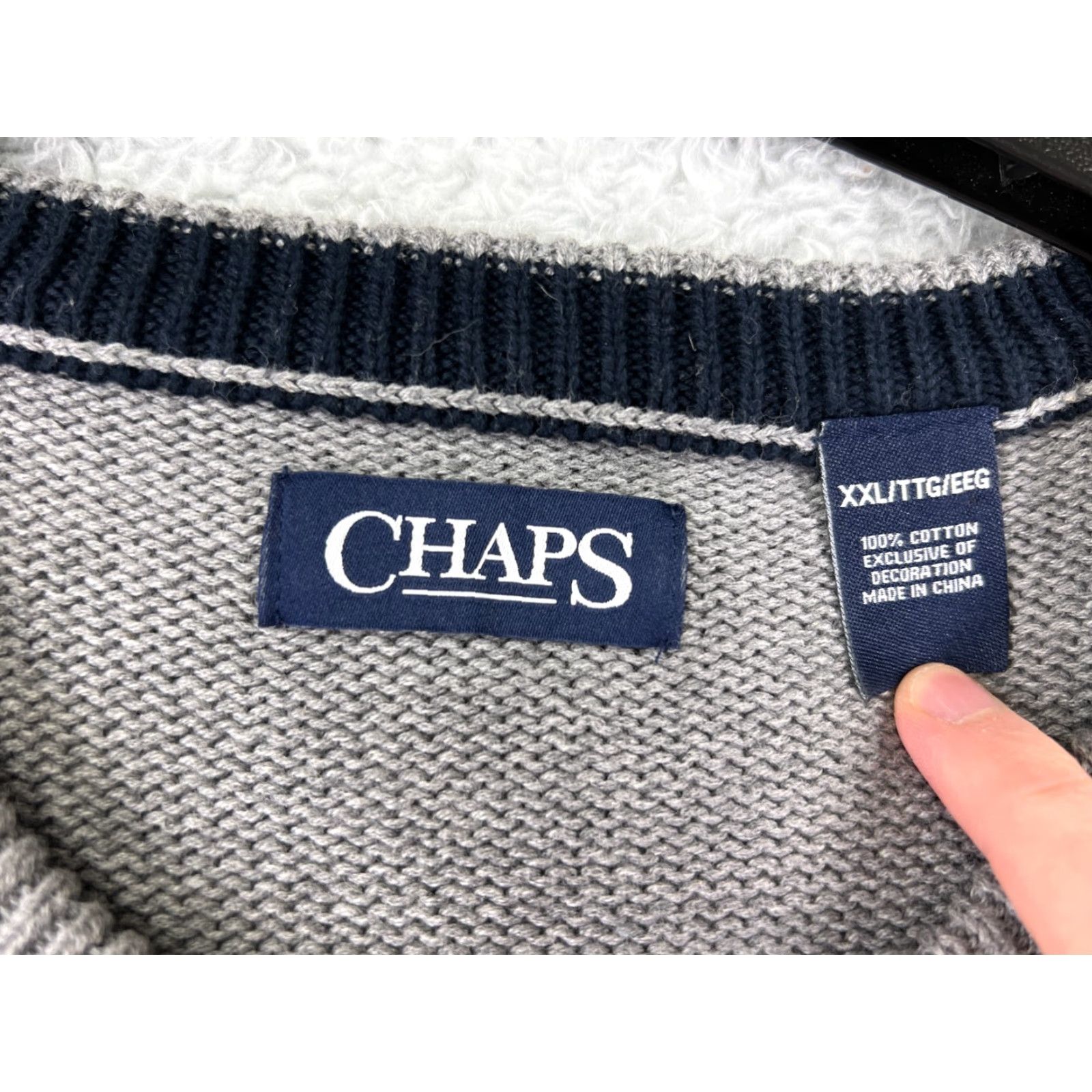 Chaps VINTAGE Chaps Sweater Mens XL Gray Knit 100% Cotton Crew Neck Embroidered Logo Shirt? Size US XL / EU 56 / 4 - 3 Thumbnail