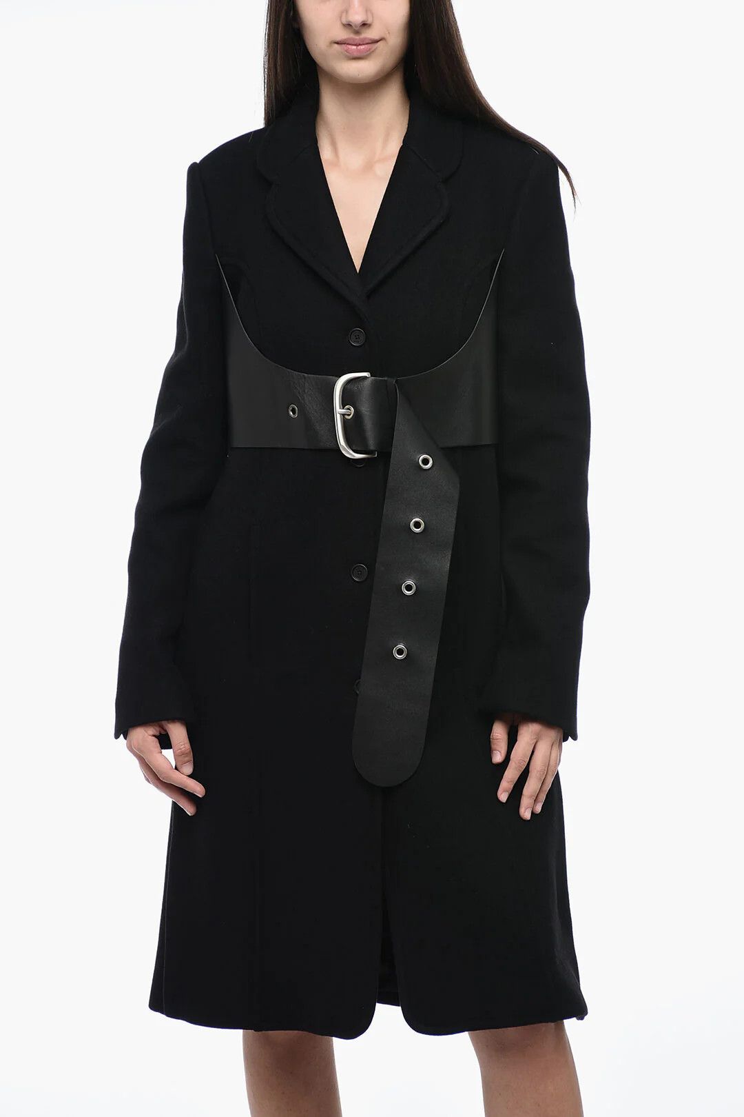 Off-White og1mm0426 Wool-Blend Flared Coat in Black Size XS / US 0-2 / IT 36-38 - 1 Thumbnail