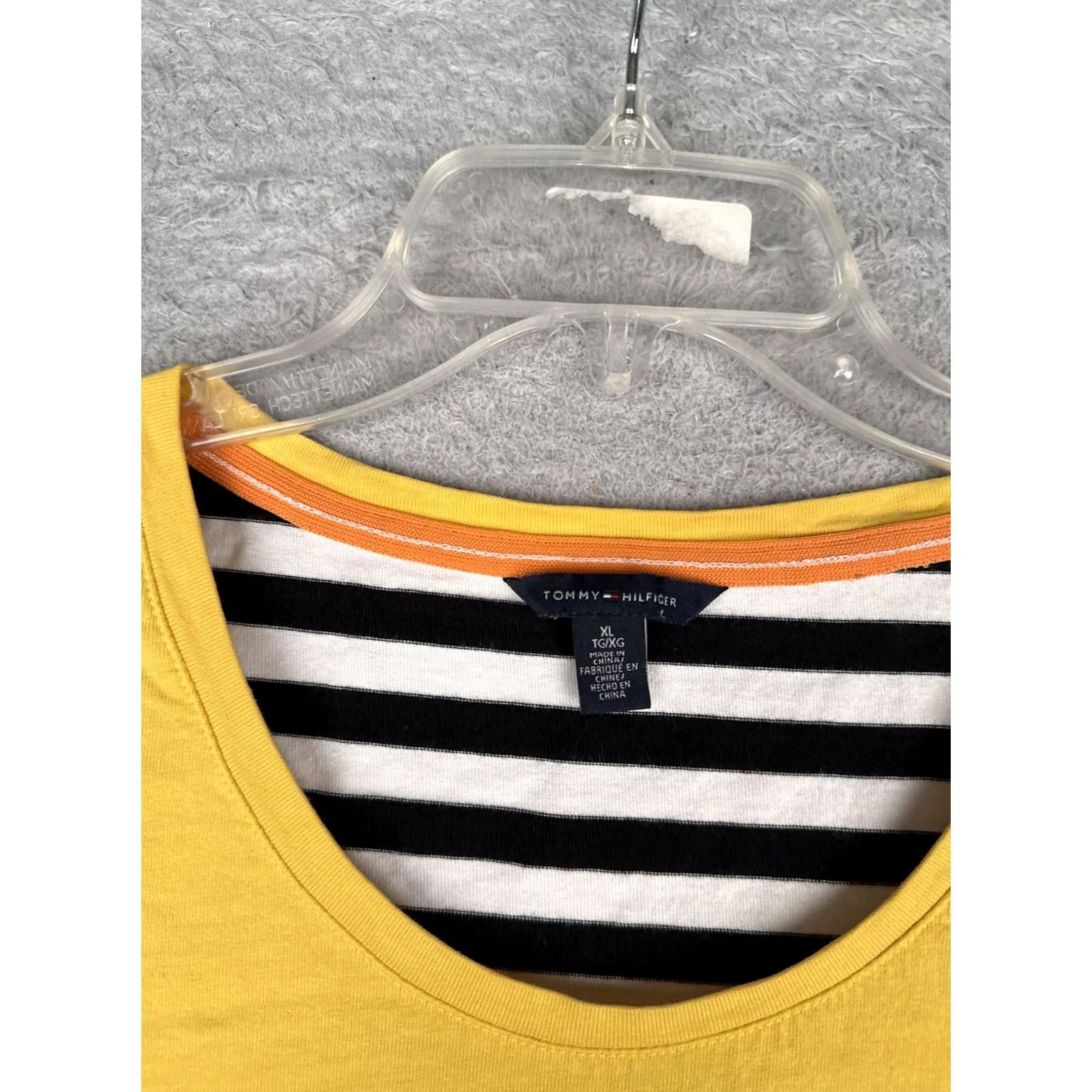 Tommy Hilfiger Tommy Hilfiger Shirt Womens XL Yellow Crew Neck Long Sleeve Pocket Striped Tee Size XL / US 12-14 / IT 48-50 - 7 Thumbnail