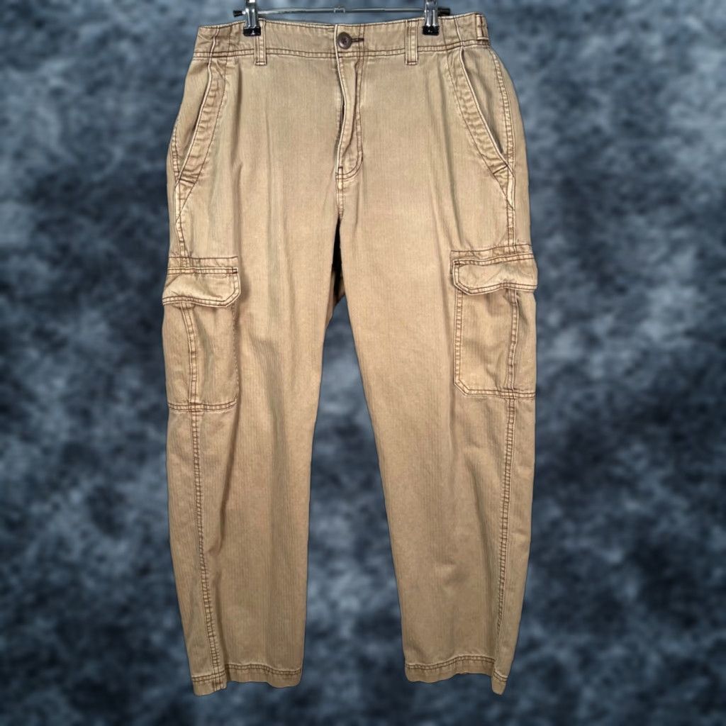 Cotton On Cotton On Mens Cargo Pants Beige 34 Regular Straight Leg 28in Inseam Cotton Canvas Pockets Cargo Front Flat Front Vintage No Mens Pants Size US 34 / EU 50 - 1 Thumbnail