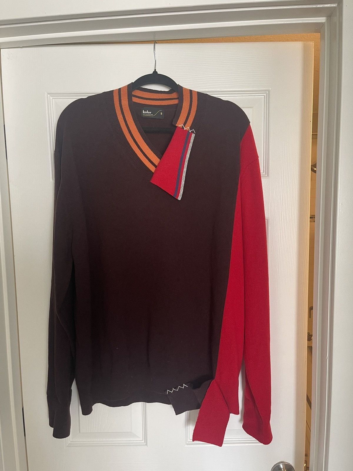 Kolor Brown & Burgundy Paneled Sweater Size US L / EU 52-54 / 3 - 1 Thumbnail