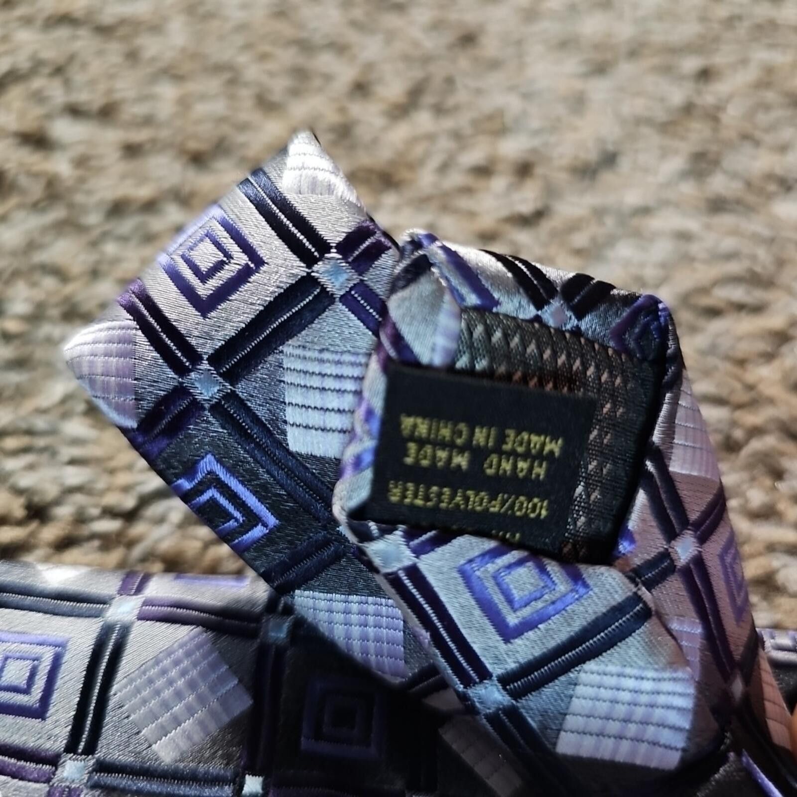 Alexander Julian alexander julian colours Neck tie Purple Silver Geometric Size ONE SIZE - 4 Thumbnail