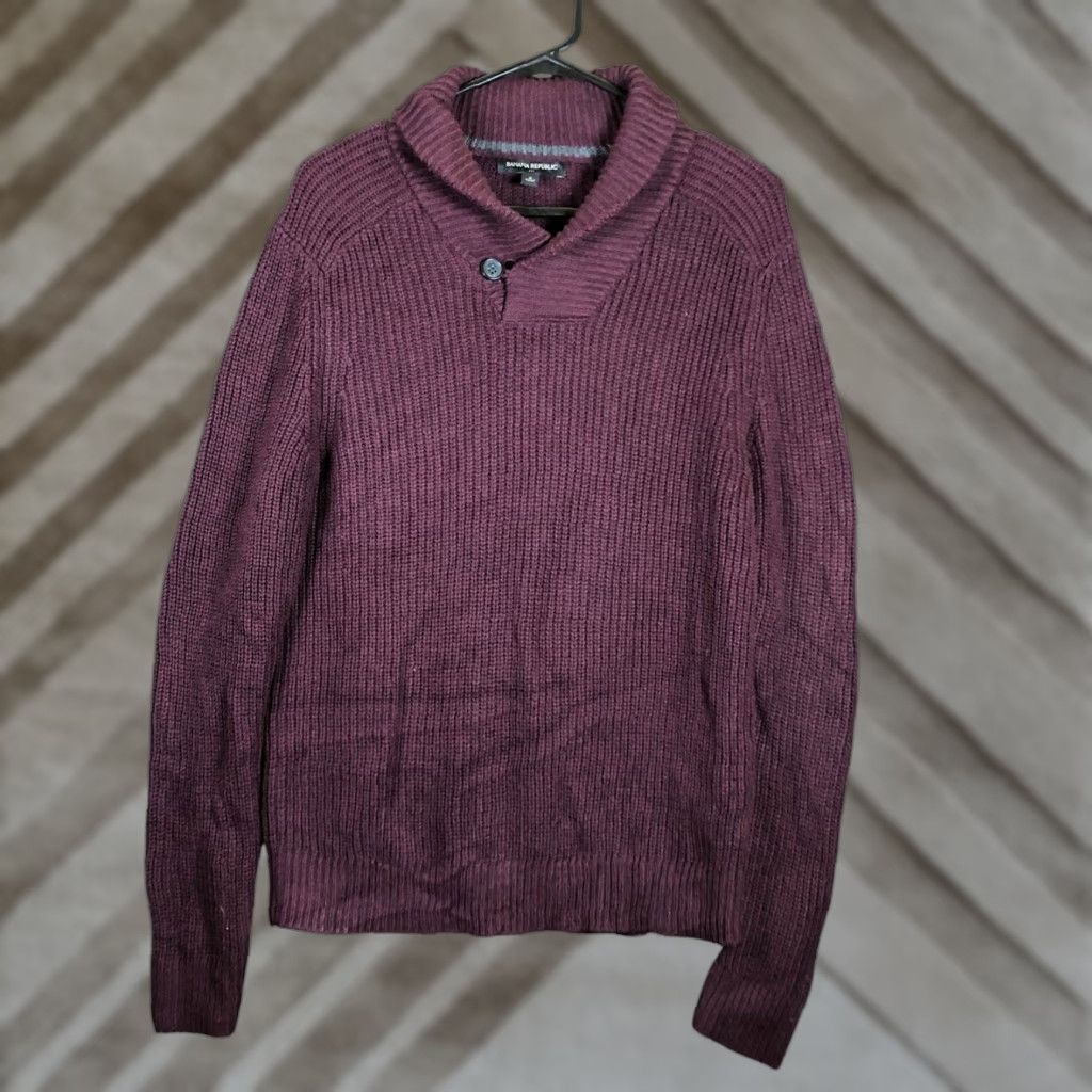 Banana Republic Banana Republic Mens Sweater Knit Wool Mock Neck Small Maroon Ribbed Size US S / EU 44-46 / 1 - 1 Thumbnail