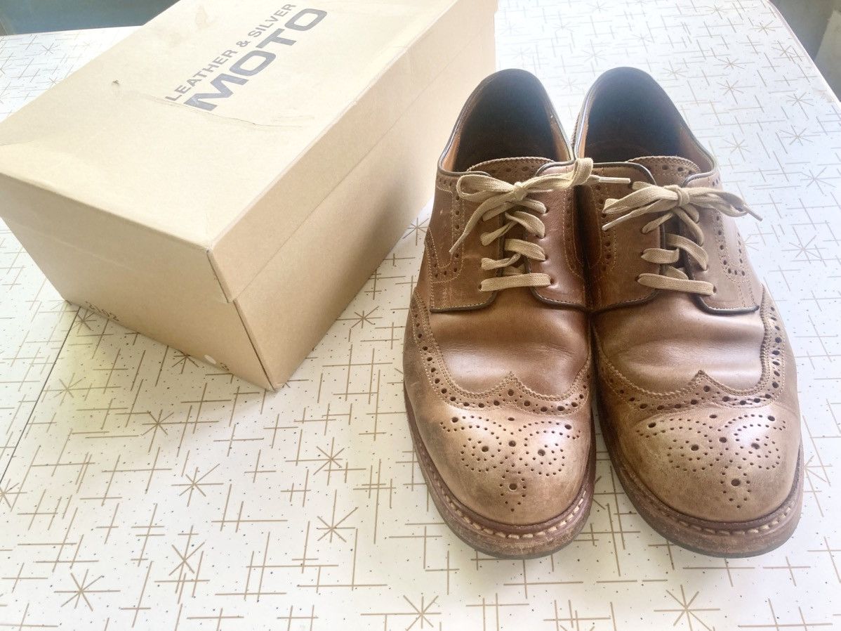 Japanese Brand Leather & Silver MOTO Wing Tip Low Cut Shoes #2102 Size US 11 / EU 44 - 3 Thumbnail