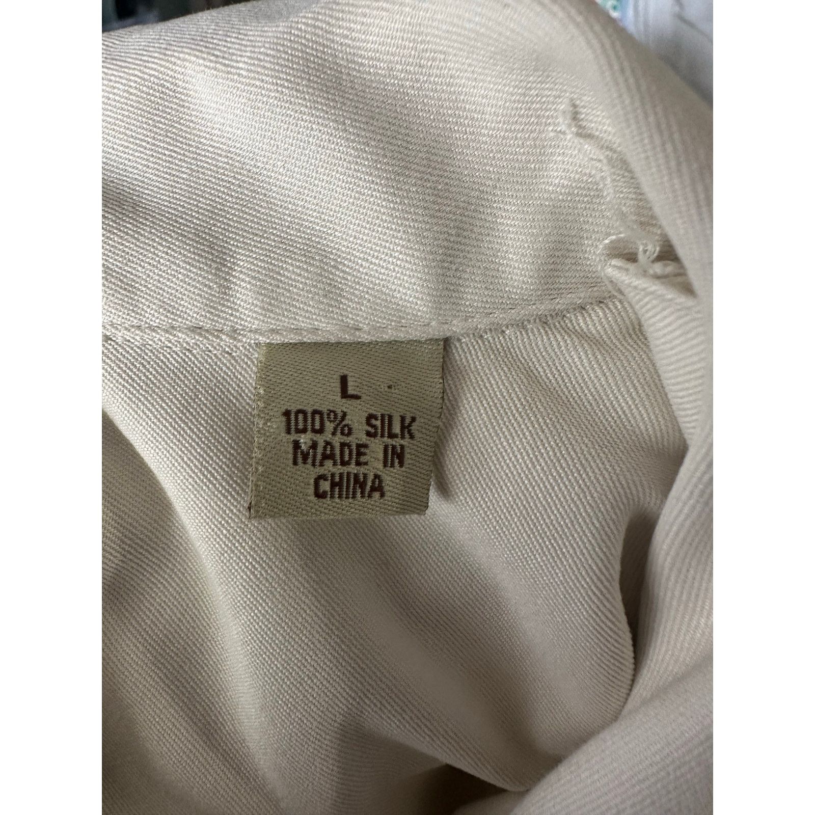 Tommy Bahama Tommy Bahama Silk Short Sleeve Button-Up Cream Shirt Size US L / EU 52-54 / 3 - 10 Thumbnail