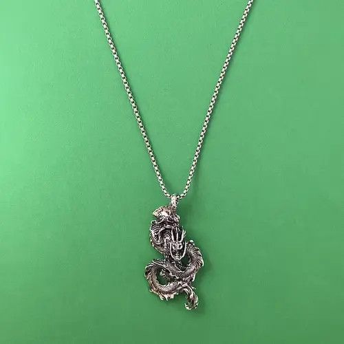 Designer × Jewelry Titanium Steel Dragon Pendant Necklace for Men Women Size ONE SIZE - 1 Thumbnail