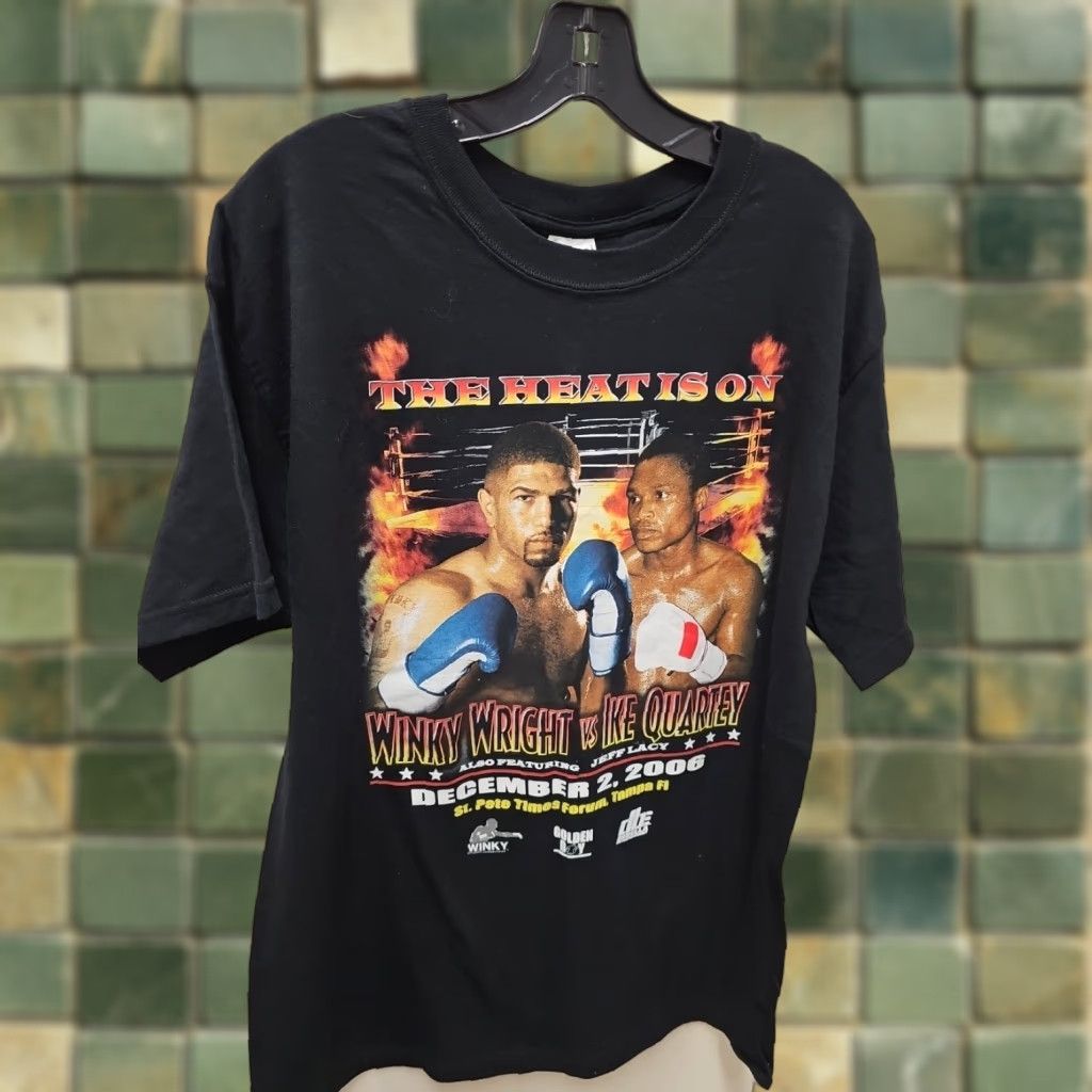 Vintage VINTAGE Winky Wright Vs IKE QUARTEY LARGE T-shirt Boxing Promo Mens Hip Hop Black 2000s Short Sleeve Cotton Graphic Tee L Chest 21 Length 31 Size US L / EU 52-54 / 3 - 1 Thumbnail