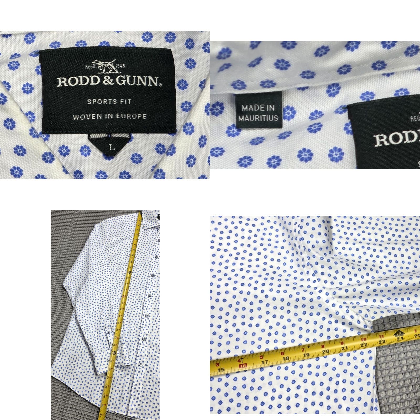 Rodd & Gunn Rodd & Gunn Button Down Shirt Mens L White Geometric Italian Fabric Sports Fit Size US L / EU 52-54 / 3 - 8 Thumbnail