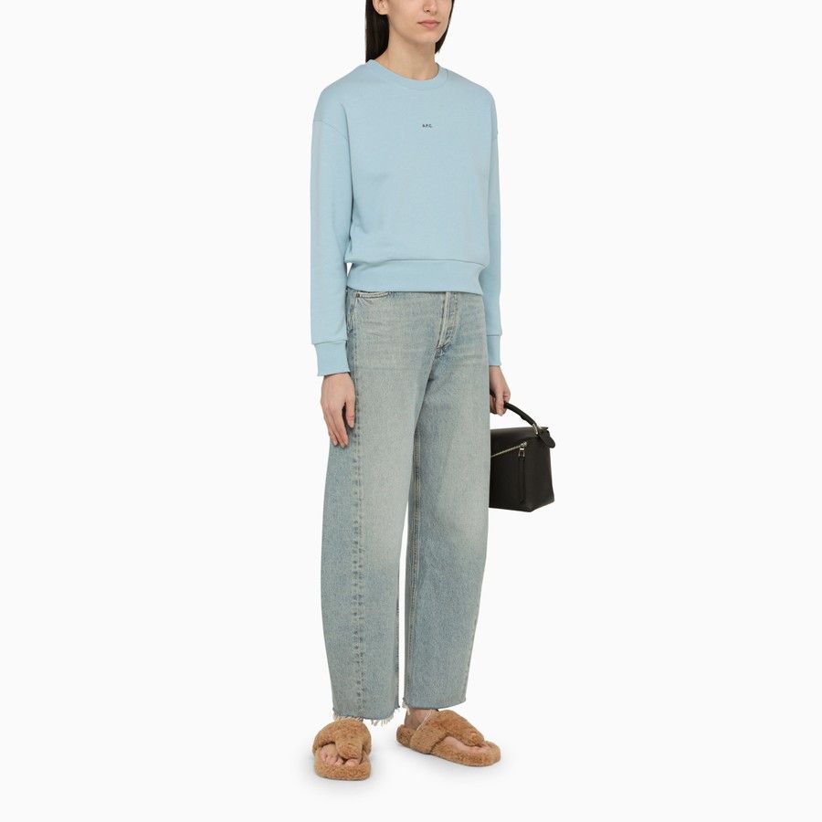 A.P.C. o1d2blof0724 Logo Cotton Sweatshirt in Light Blue Size L / US 10 / IT 46 - 2 Thumbnail