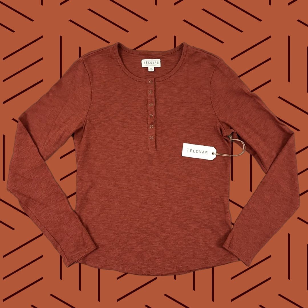 Tecovas VINTAGE Tecovas Western Shirt Women's Medium Orange Slip-On Casual Cowgirl 100% Cotton Size M / US 6-8 / IT 42-44 - 1 Thumbnail