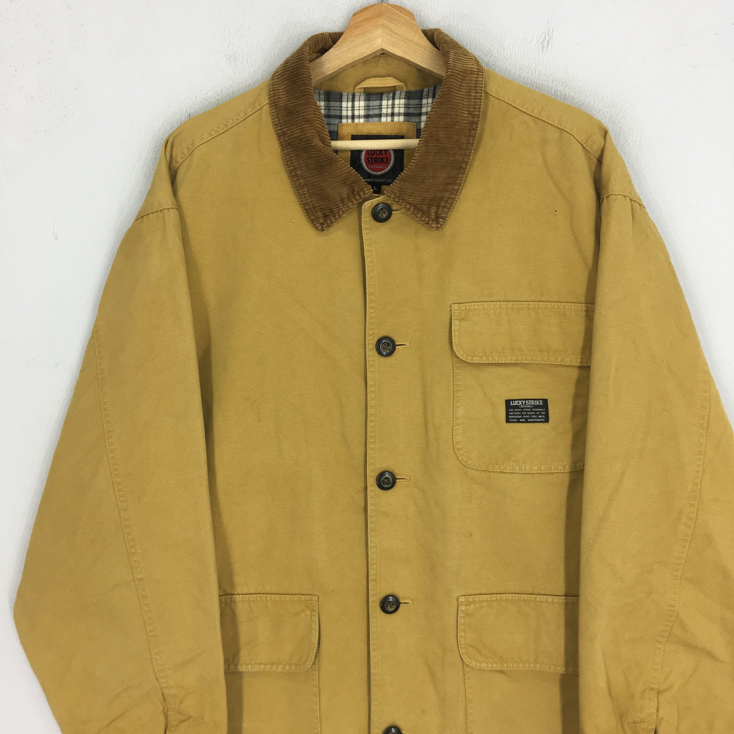 Vintage Vintage 90s Lucky Strike Hunting Brown Duck Chore Jacket Size US L / EU 52-54 / 3 - 5 Thumbnail