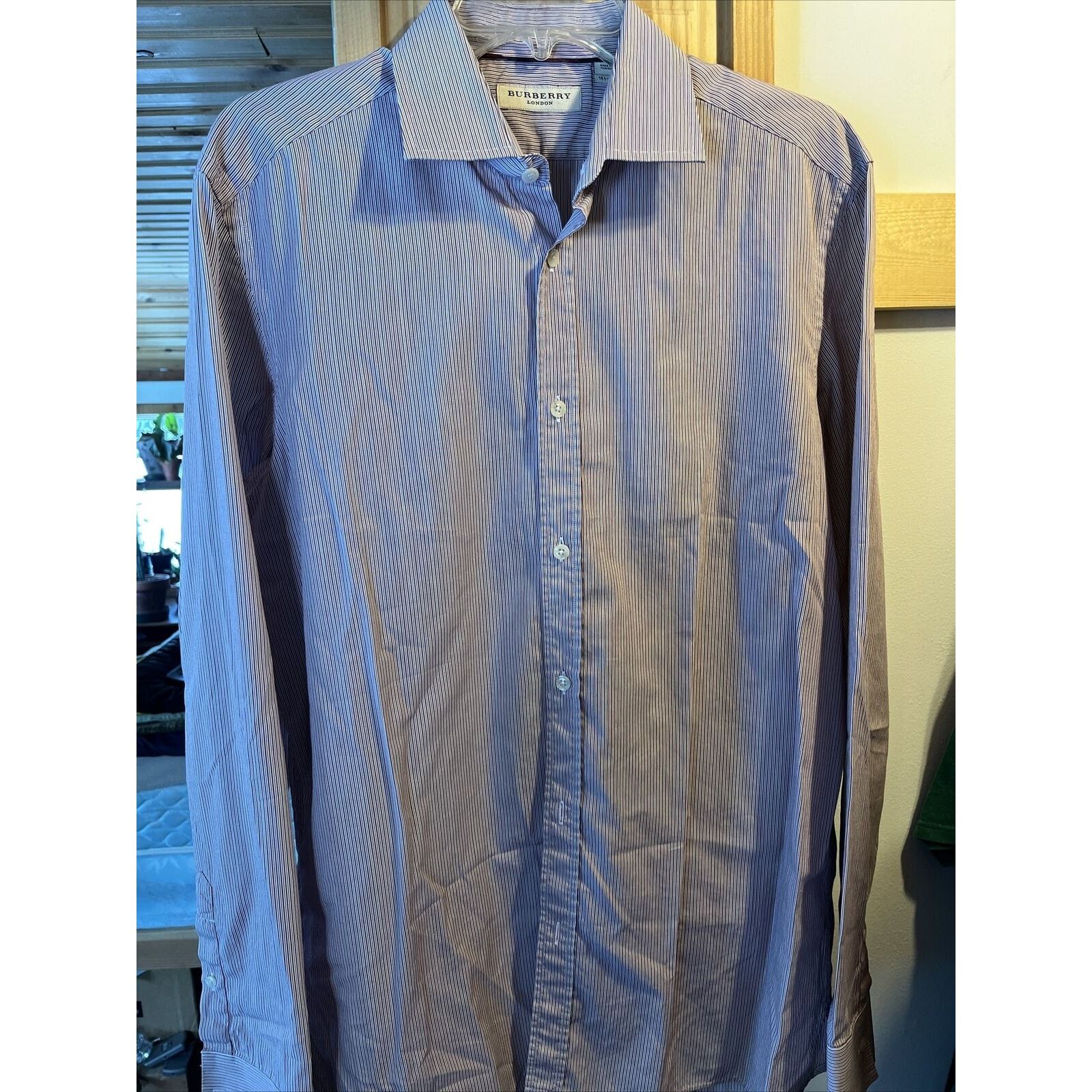 Burberry Burberry London Men’s 16.5 42 Red Striped LS Cotton Shirt Size US L / EU 52-54 / 3 - 7 Thumbnail