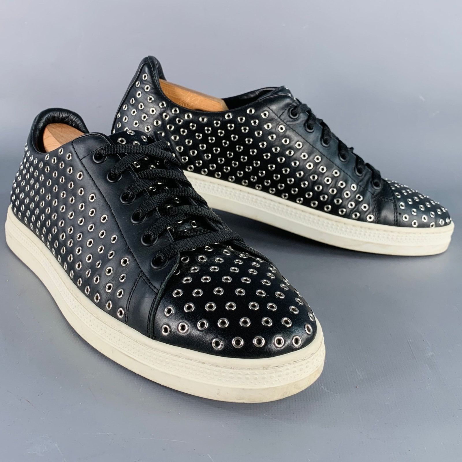 Alaia Black Silver Grommets Leather Lace-Up Low Top Sneakers Size US 8 / EU 41 - 1 Thumbnail