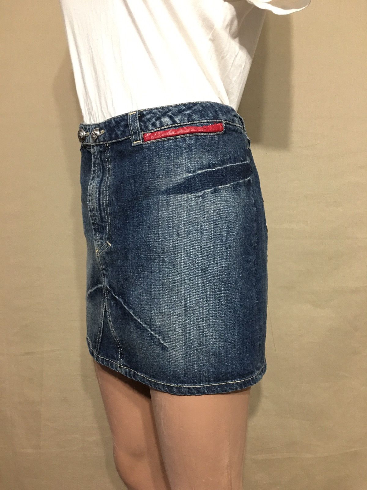 Versace × Versace Jeans Couture VERSACE Jeans Couture Denim Blue Designer Mini Skirt Size 32" / US 10 / IT 46 - 4 Thumbnail
