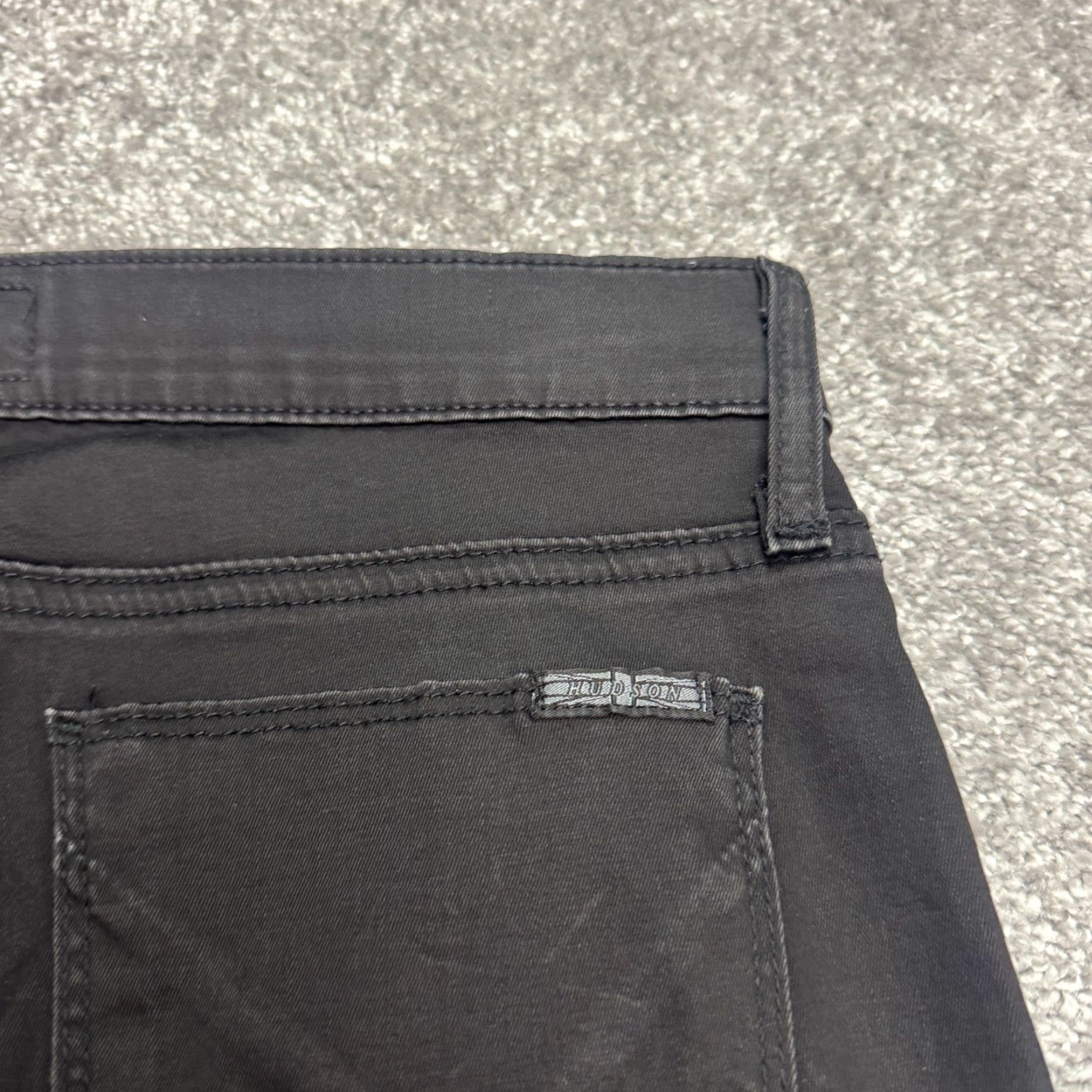 Hudson Hudson Pants Women 26 Black Skinny Ribbed Zipper Stretch Biker Casual Size 26" / US 2 / IT 38 - 6 Thumbnail