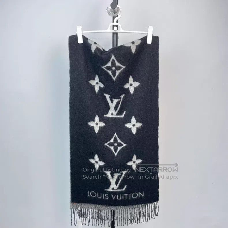 Louis Vuitton Louis Vuitton Black and grey full-printed cashmere double- Size ONE SIZE - 1 Thumbnail
