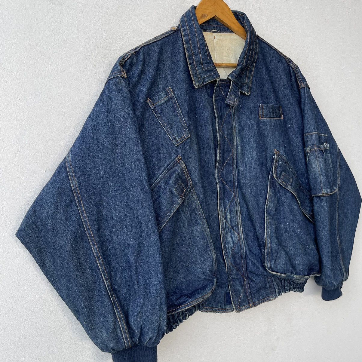 Marithe + Francois Girbaud Vintage Japanese Denim Indigo Bomber Utility Jacket Size US L / EU 52-54 / 3 - 7 Thumbnail
