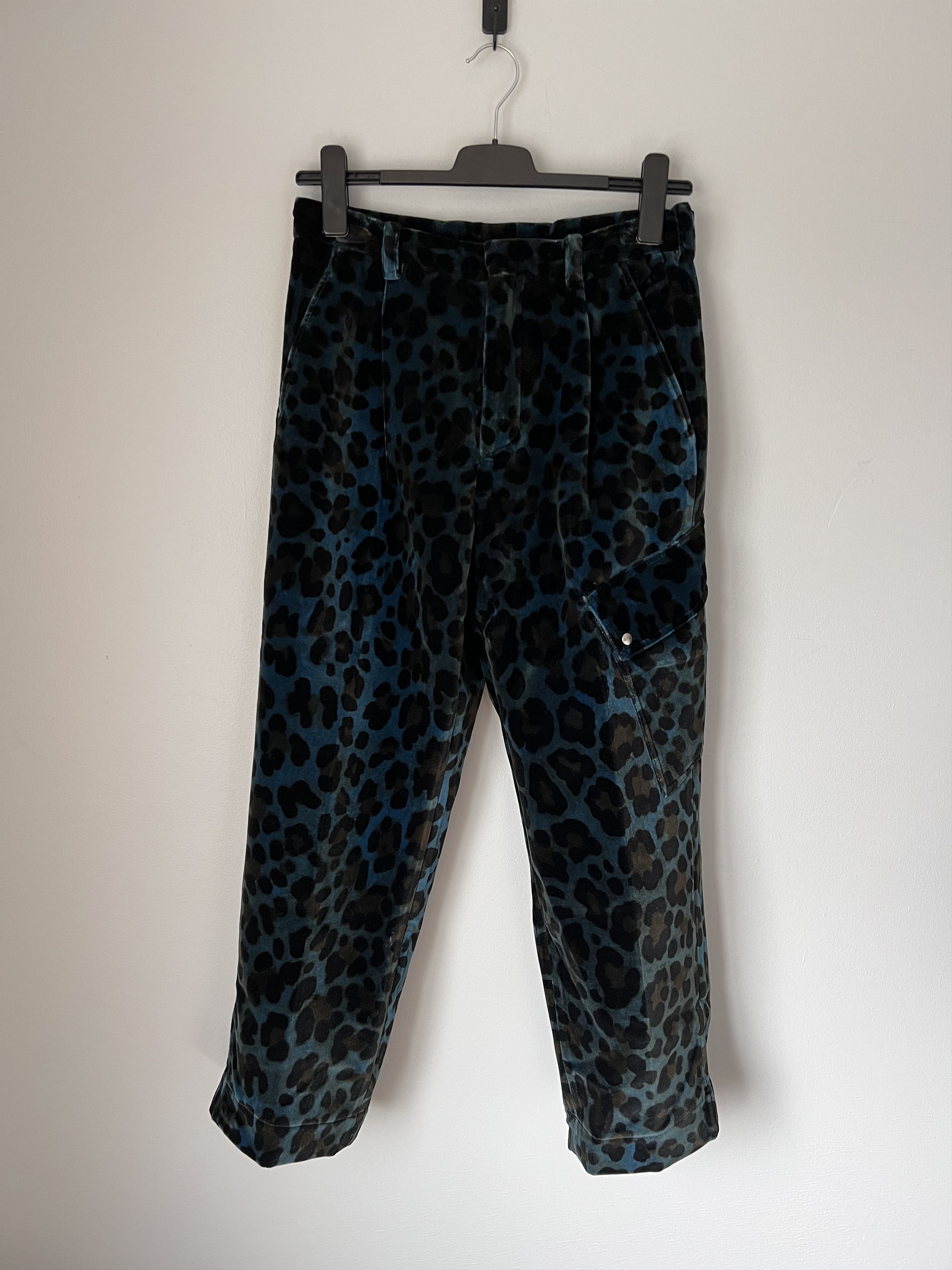 OAMC OAMC Velour Leopard Combine Cargo Pants in Blue Size US 32 / EU 48 - 1 Thumbnail