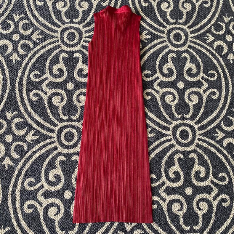 Issey Miyake Issey Miyake Red Chinese-style pleated cheongsam dress Size S / US 4 / IT 40 - 4 Thumbnail