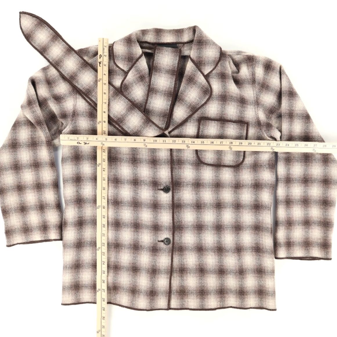 Banana Republic Banana Republic Oversized Belted Alpaca Mohair Plaid Jacket Brown Women's S Shirt Size S / US 4 / IT 40 - 3 Thumbnail