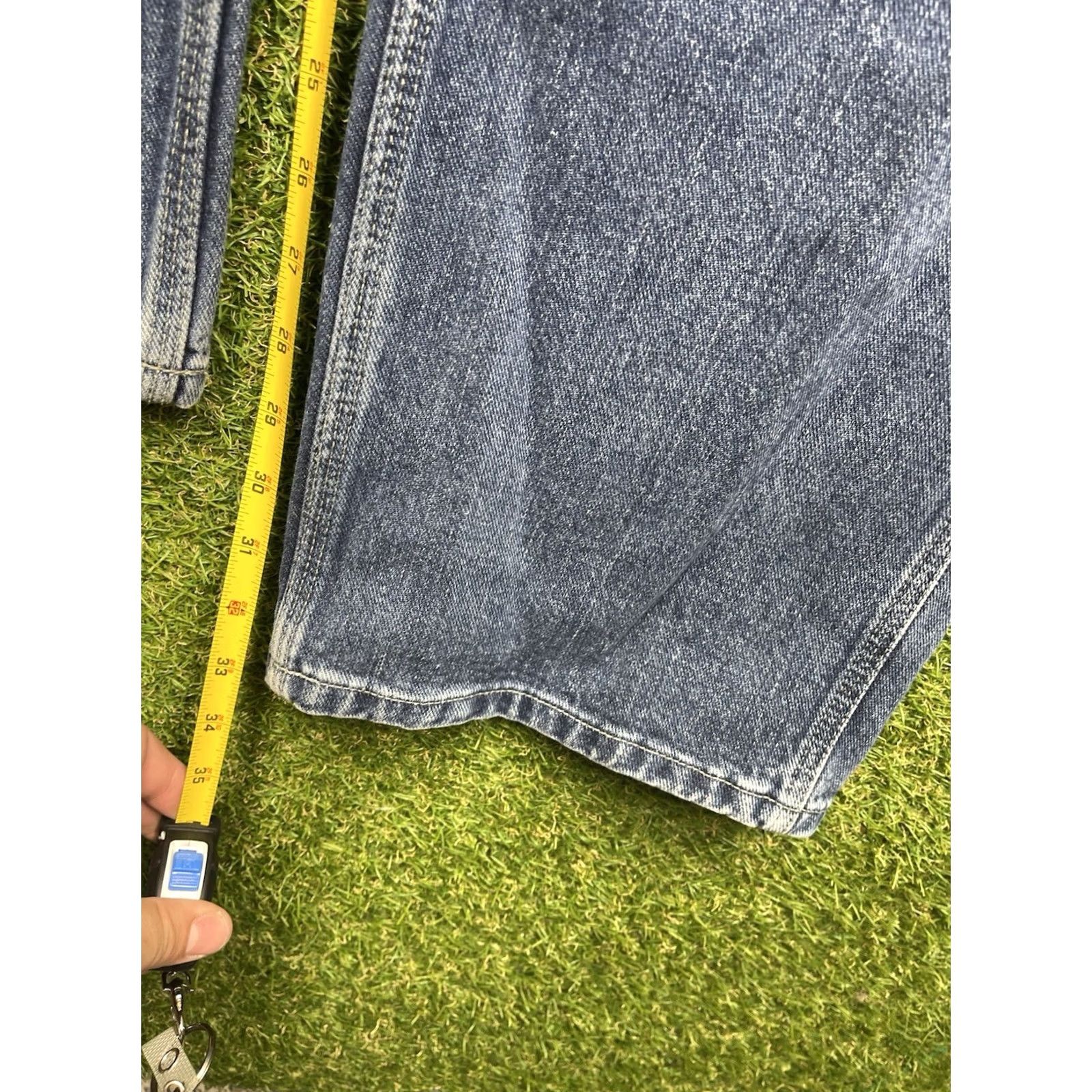 Nautica Nautica Jeans Mens 33x34 Relaxed Fit Dark Wash Denim 5-Pocket Logo Button Zipper Blue Straight Apparel Mens Jeans Size US 33 - 7 Thumbnail