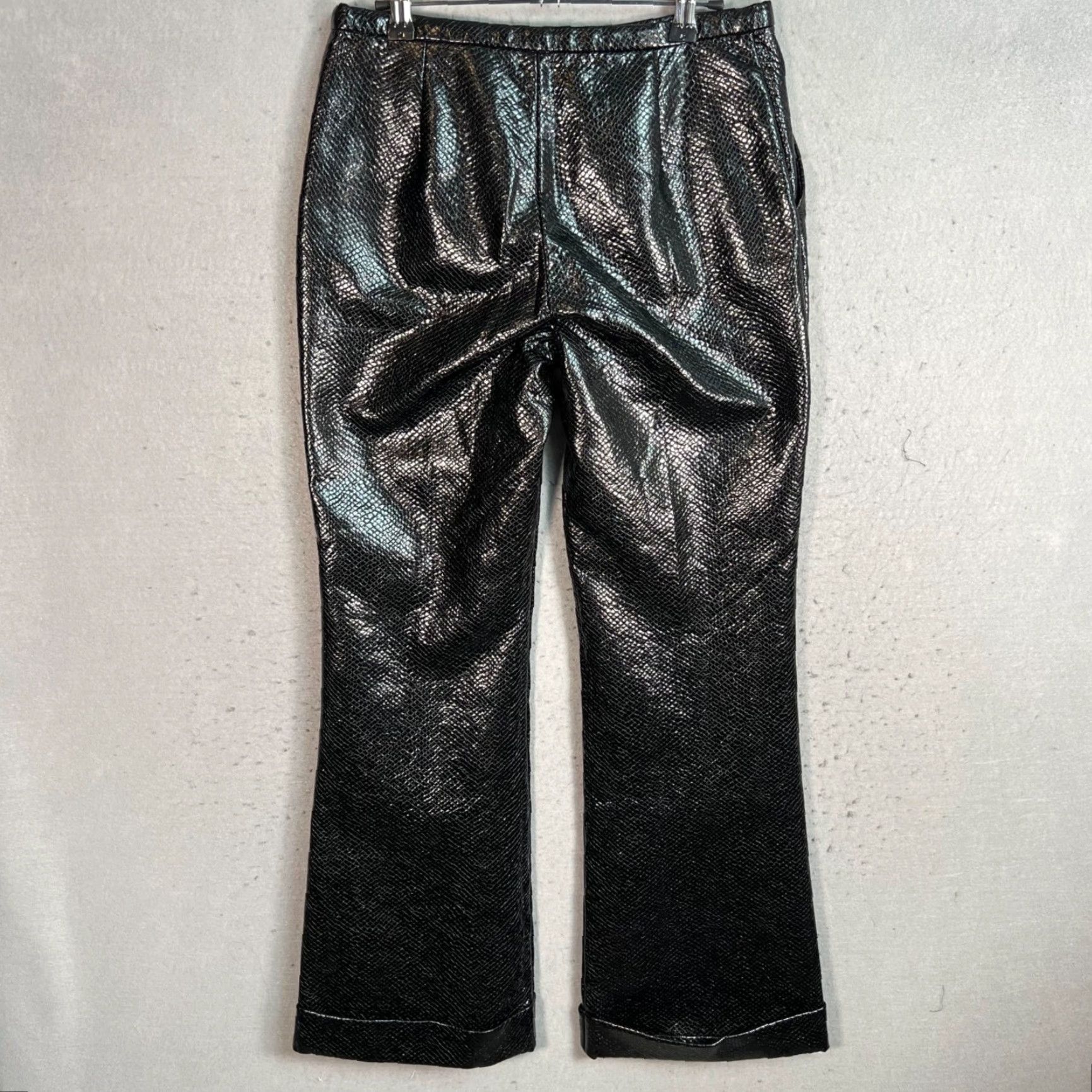 Philosophy di Lorenzo Serafini VINTAGE Philosophy Di Lorenzo Serafini Womens 4 Black Faux Leather Snake Print Pants Pants Womens Flared Ankle 29 In Inseam Black Girls Women Size 27" / US 4 / IT 40 - 2 Thumbnail
