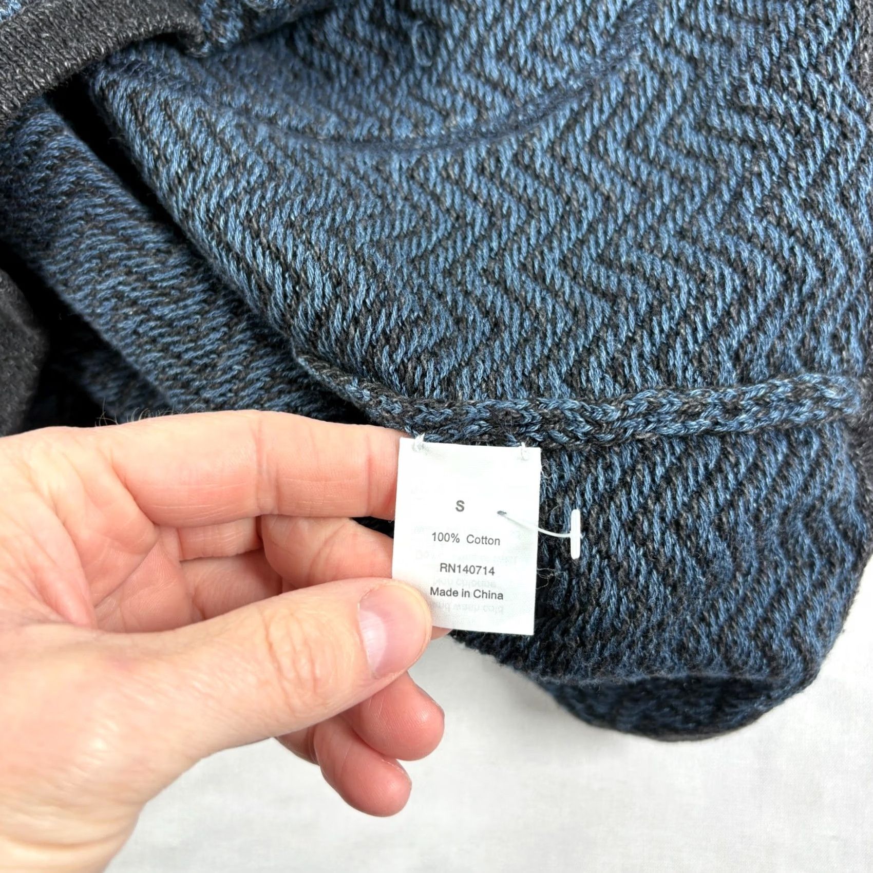 Alex Mill Alex Mill Sweater Cardigan Mens Small Blue Herringbone Shawl Collar Pockets Stretch Regular Fit Size US S / EU 44-46 / 1 - 7 Thumbnail