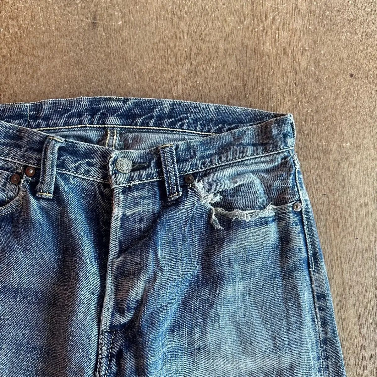 The Flat Head THE FLAT HEAD 18oz DENIM SELVEDGE/REDLINE DISTRESSED PANTS Size US 30 / EU 46 - 6 Thumbnail
