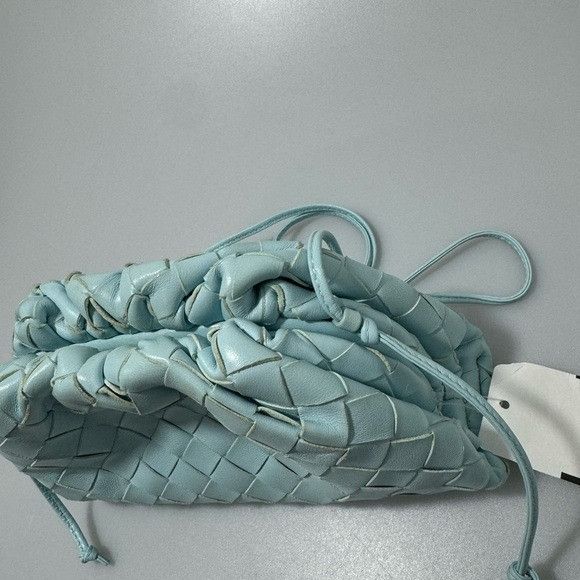 Bottega Veneta Bottega Veneta Mini Intrecciato Leather Pouch Clutch Pale Bl Size ONE SIZE - 2 Thumbnail