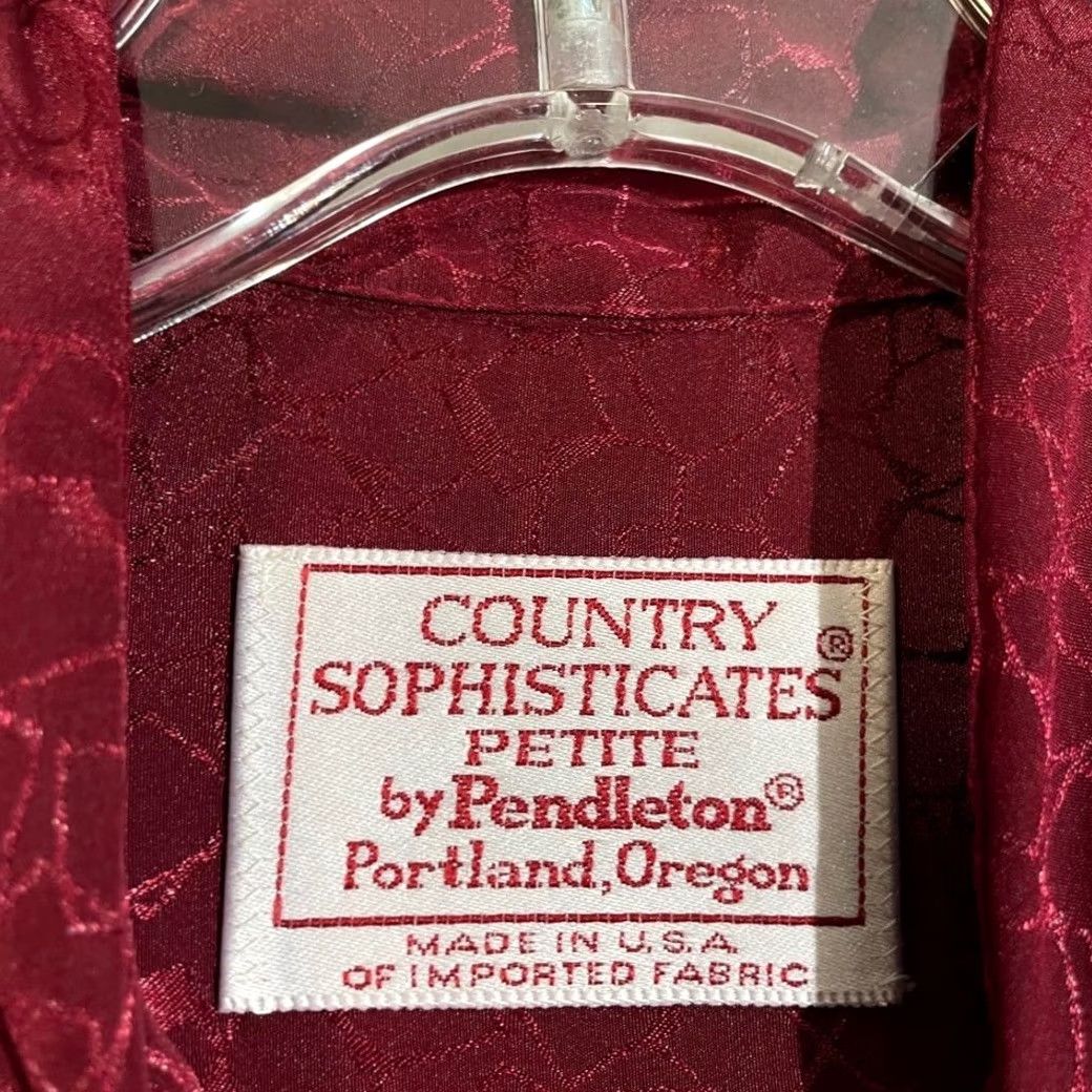 Pendleton VINTAGE Pendleton Blouse Red Geometric Button Up Womens 12 Petite Country Sophisticates Size XL / US 12-14 / IT 48-50 - 3 Thumbnail