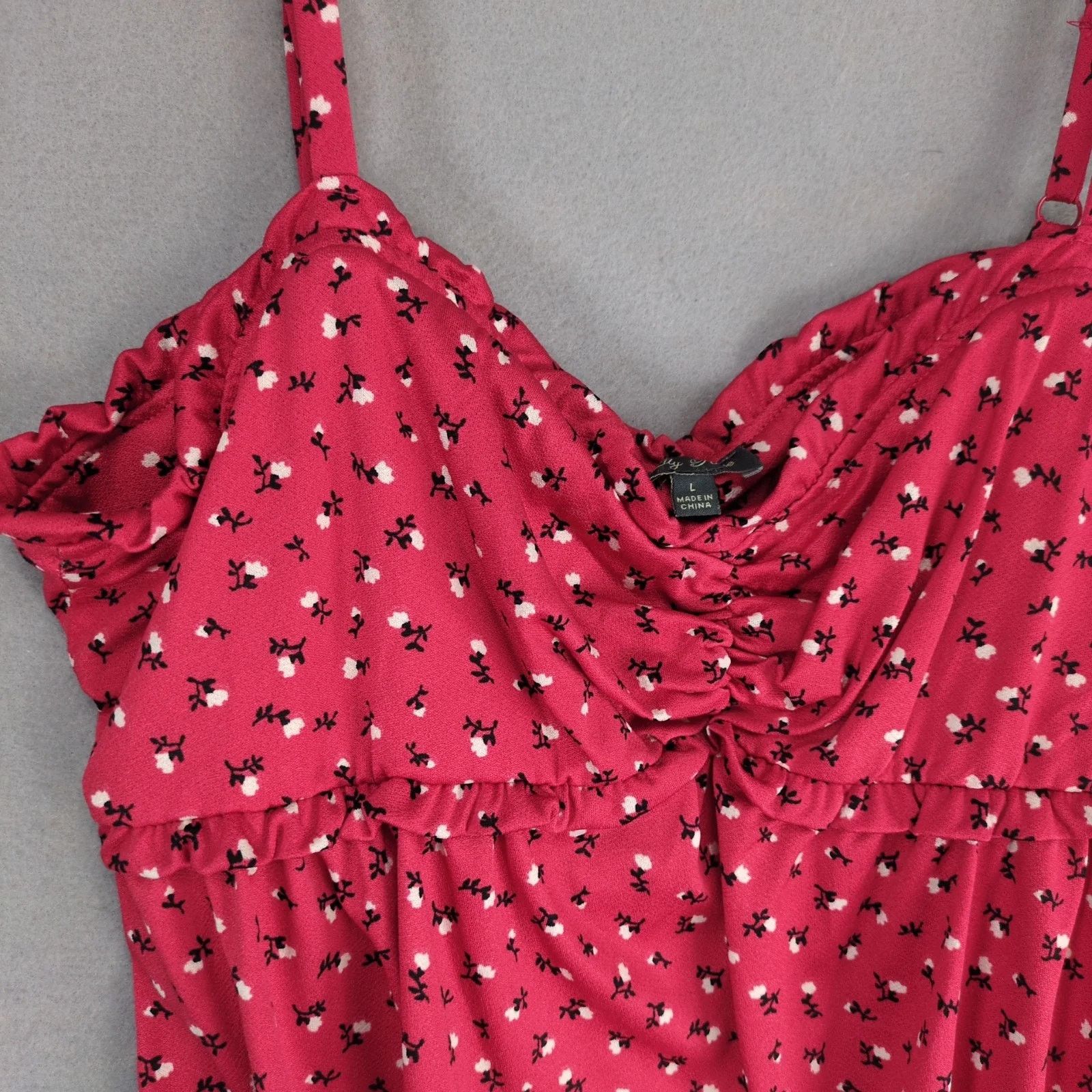 Other Lily Rose Red White Floral Y2K Babydoll Mini Dress Sz L Size L / US 10 / IT 46 - 7 Thumbnail