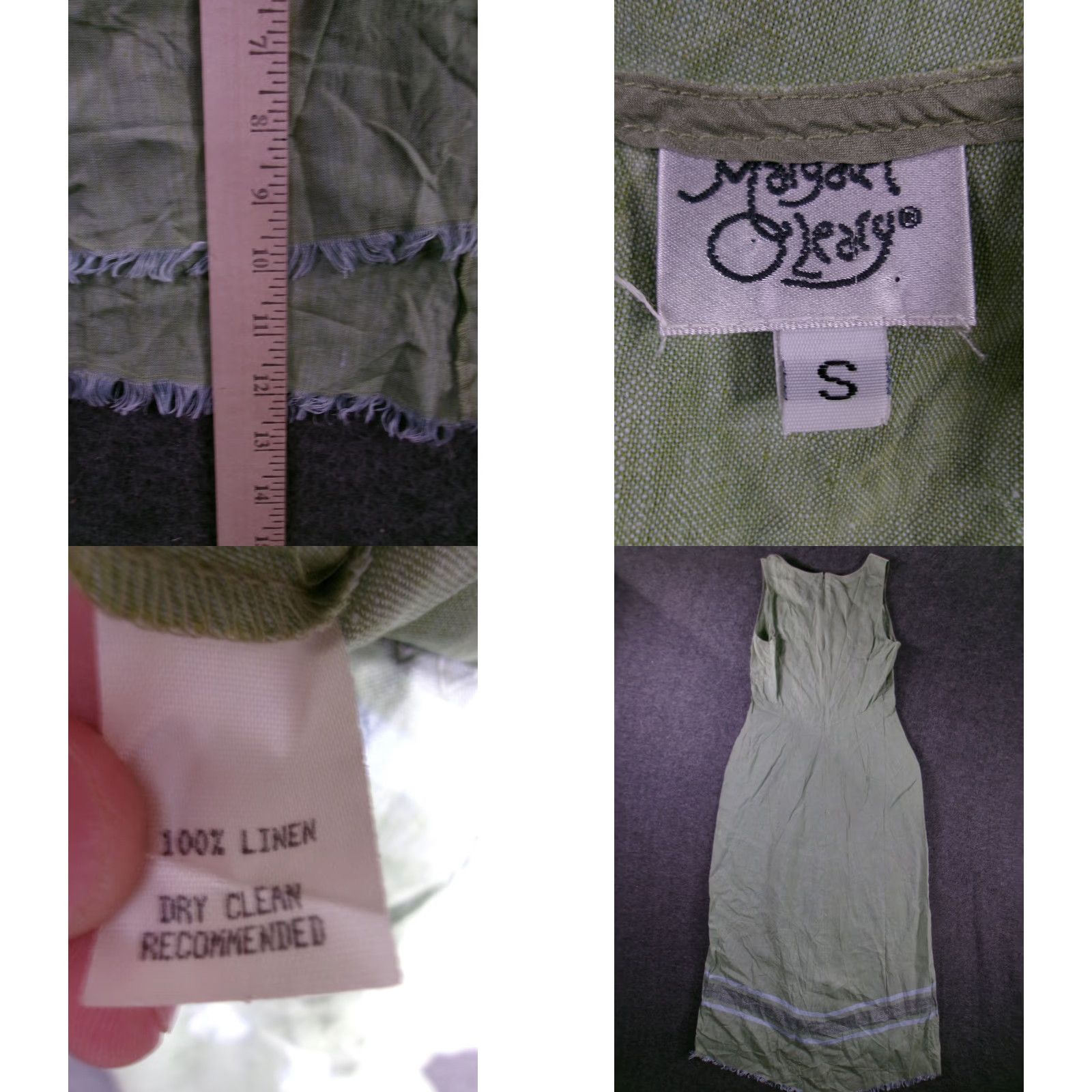 Vintage Margaret OLeary Dress Women Small Green Linen Fringe Lagenlook Boho Resort Day Size S / US 4 / IT 40 - 8 Thumbnail