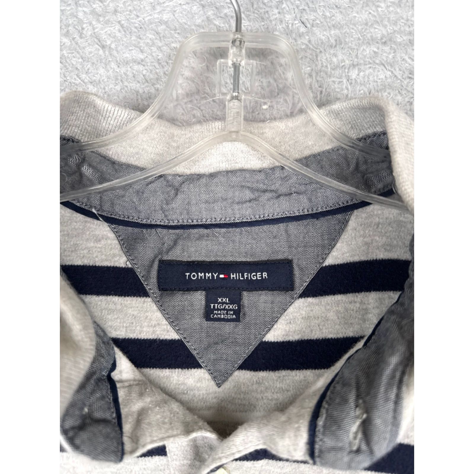 Tommy Hilfiger Tommy Hilfiger Polo Shirt Men 2XL Gray Blue Stripe Cotton Short Sleeve Polo Shirt Men 2XL Gray Stripe Size US XXL / EU 58 / 5 - 7 Thumbnail