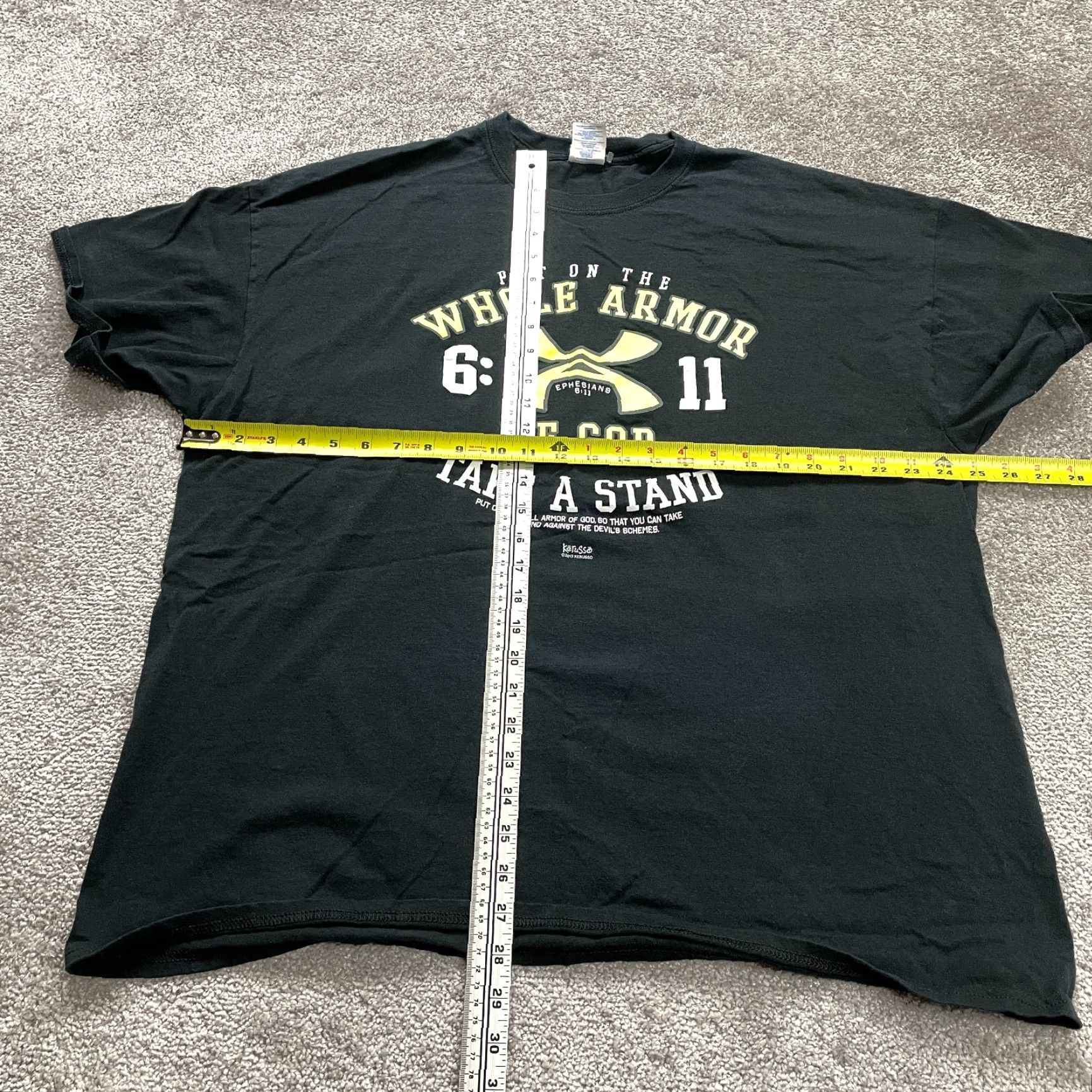 Gildan VINTAGE Gildan Heavy Cotton Shirt Mens 2XL Black Arm﻿our Spell Out Cotton Size US XXL / EU 58 / 5 - 7 Thumbnail