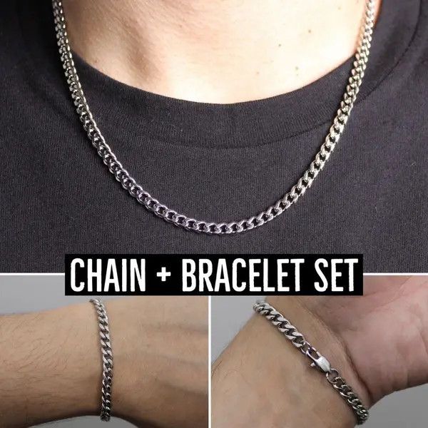 Jewelry 5mm chain & bracelet set Size ONE SIZE - 4 Thumbnail