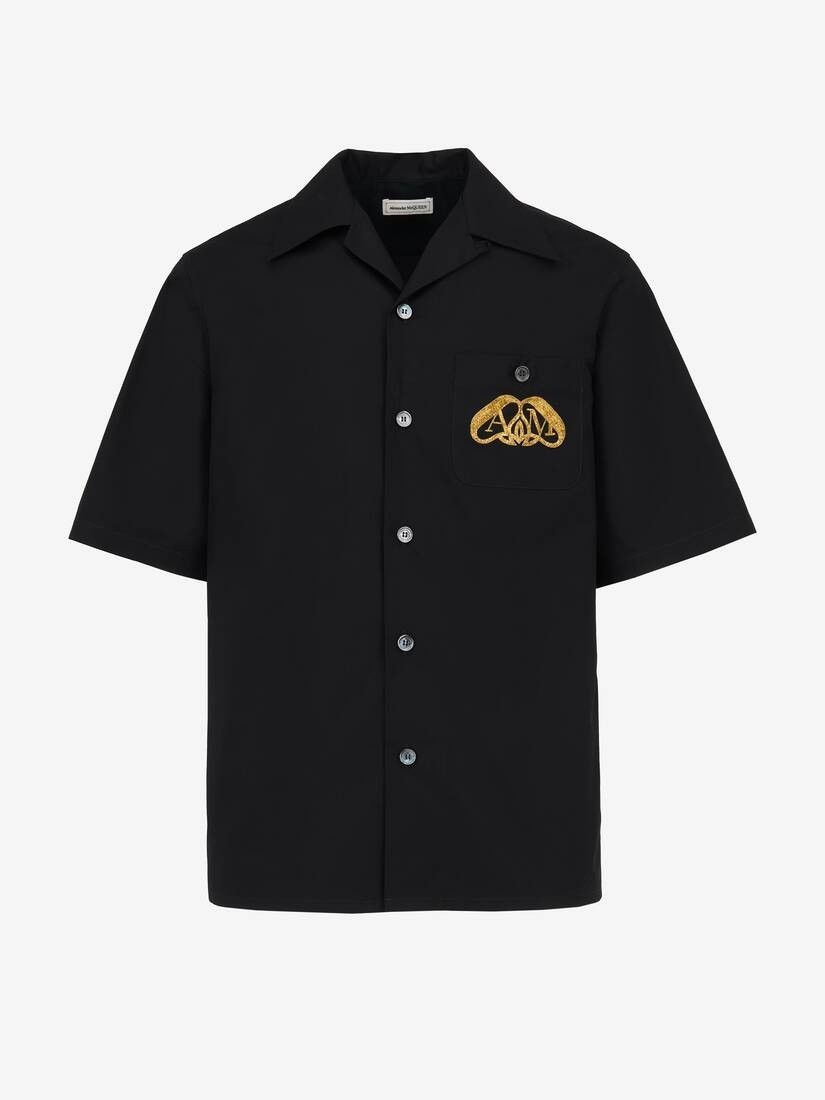 Alexander McQueen o1w1db10725 Embroidered Hawaiian Shirt in Black Size US M / EU 48-50 / 2 - 1 Thumbnail
