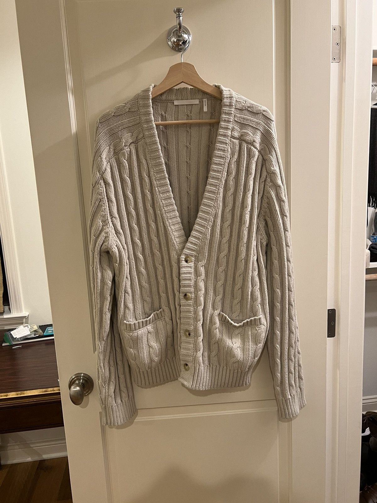 image of Helmut Lang Marc V-Neck Cardigan in Dove Grey, Men's (Size Small)
