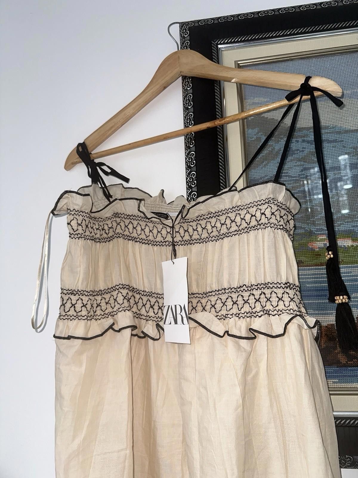 Zara ZARA cotton embroidered tassel dress BMWT Size XS / US 0-2 / IT 36-38 - 2 Thumbnail