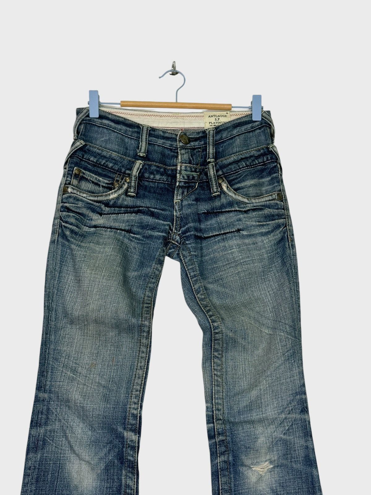 Japanese Brand FLARE ANTGAUGE DOUBLE WAIST DISTRESSED DENIM Size US 28 / EU 44 - 3 Thumbnail
