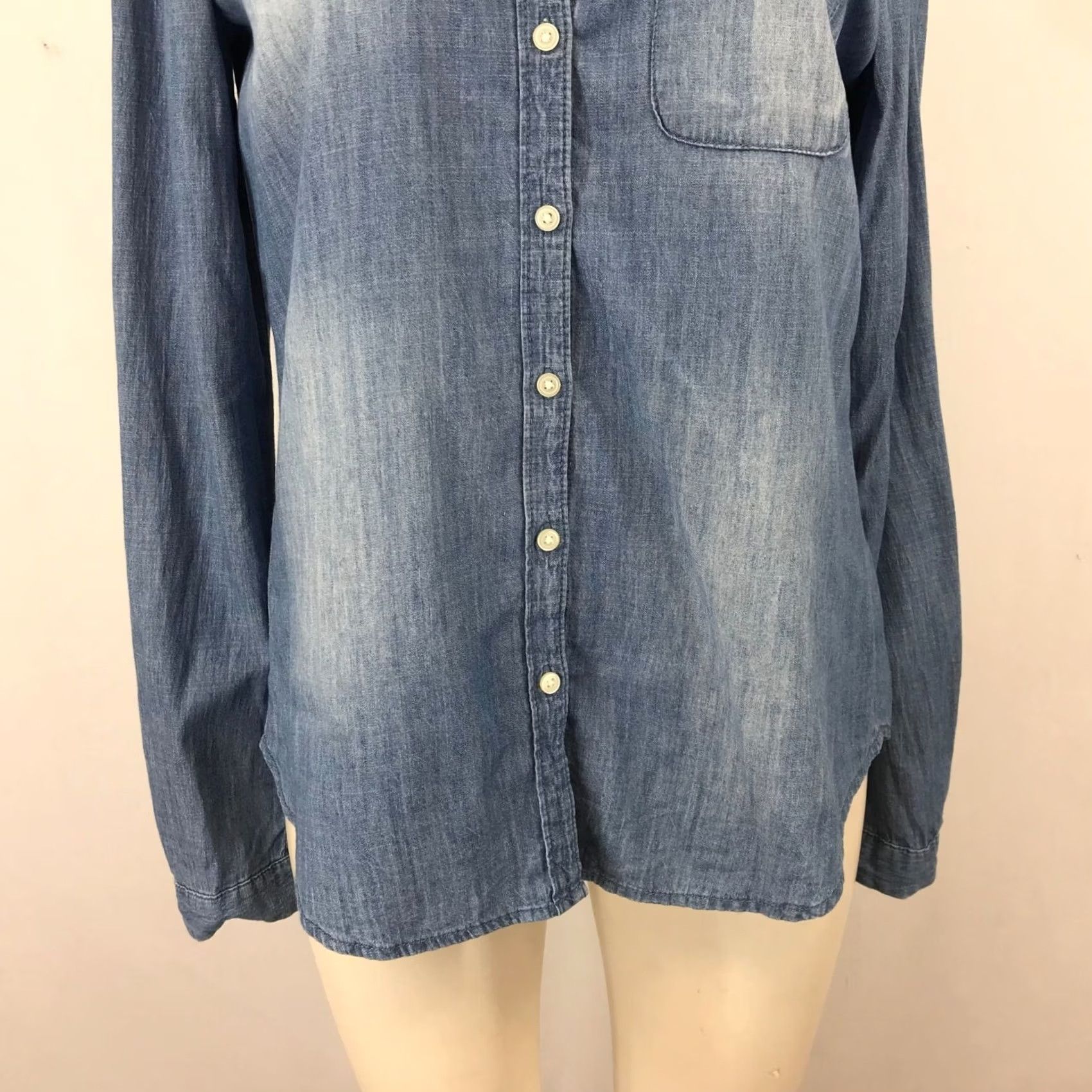 Loft LOFT Womens Small Blue Button Up Top Long Sleeve Collared Top Size S / US 4 / IT 40 - 4 Thumbnail