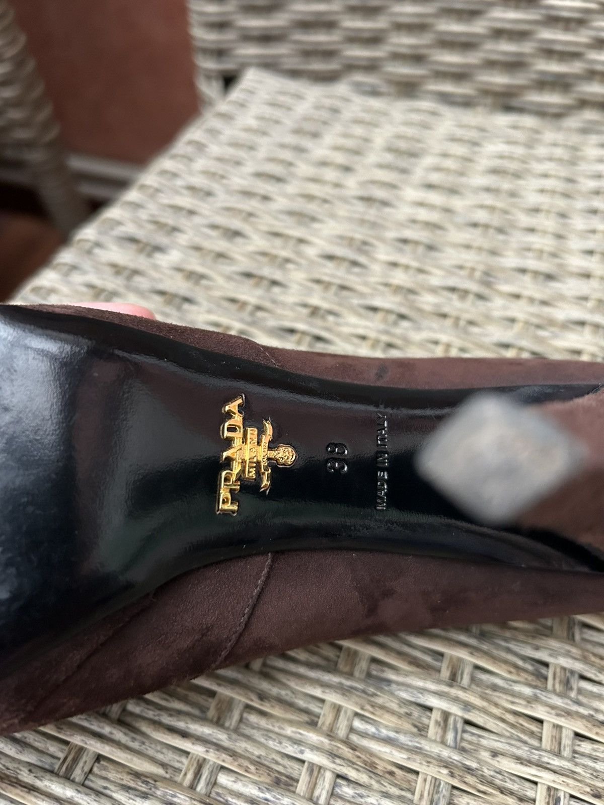 Prada × Vintage 00’s Prada Suede Ruffle Embellishment Square Open Toe Pumps Size US 8 / IT 38 - 8 Thumbnail