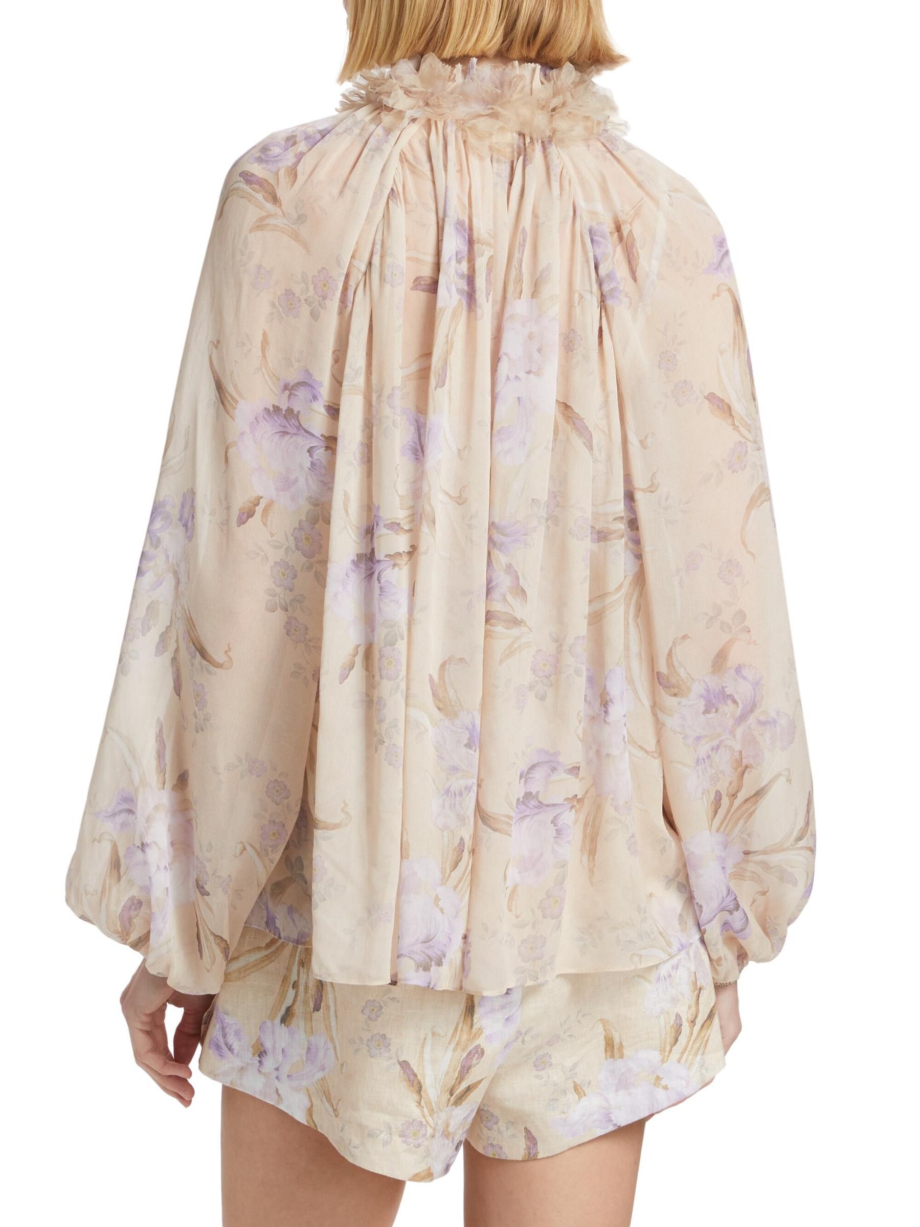 Zimmermann oc11z0825 Eden Floral Ruffled Neck Blouse in Multicolor Size XS / US 0-2 / IT 36-38 - 4 Thumbnail