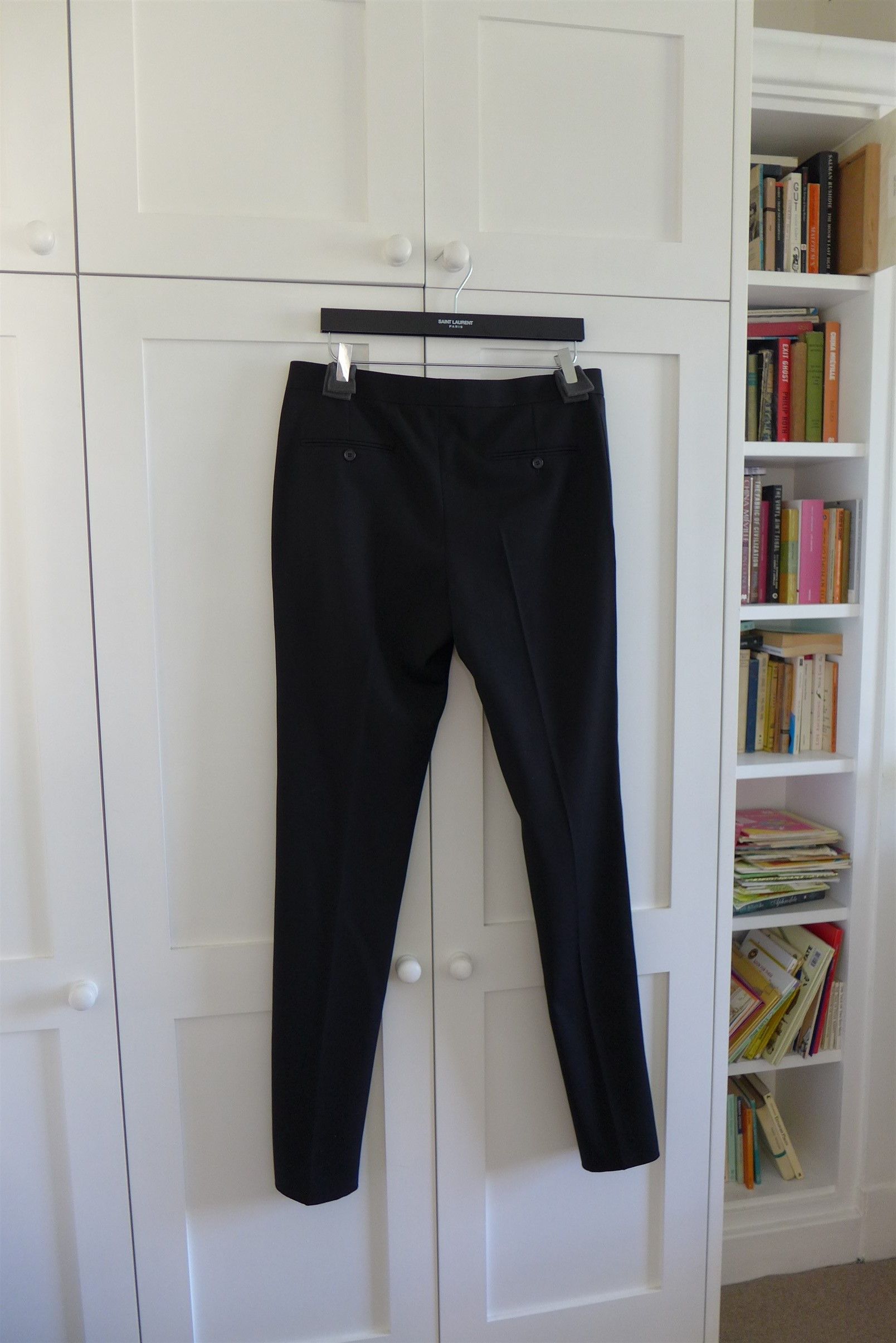 Saint Laurent Paris Saint Laurent Slim Fit Tuxedo Trousers - Black Wool Size US 34 / EU 50 - 5 Thumbnail