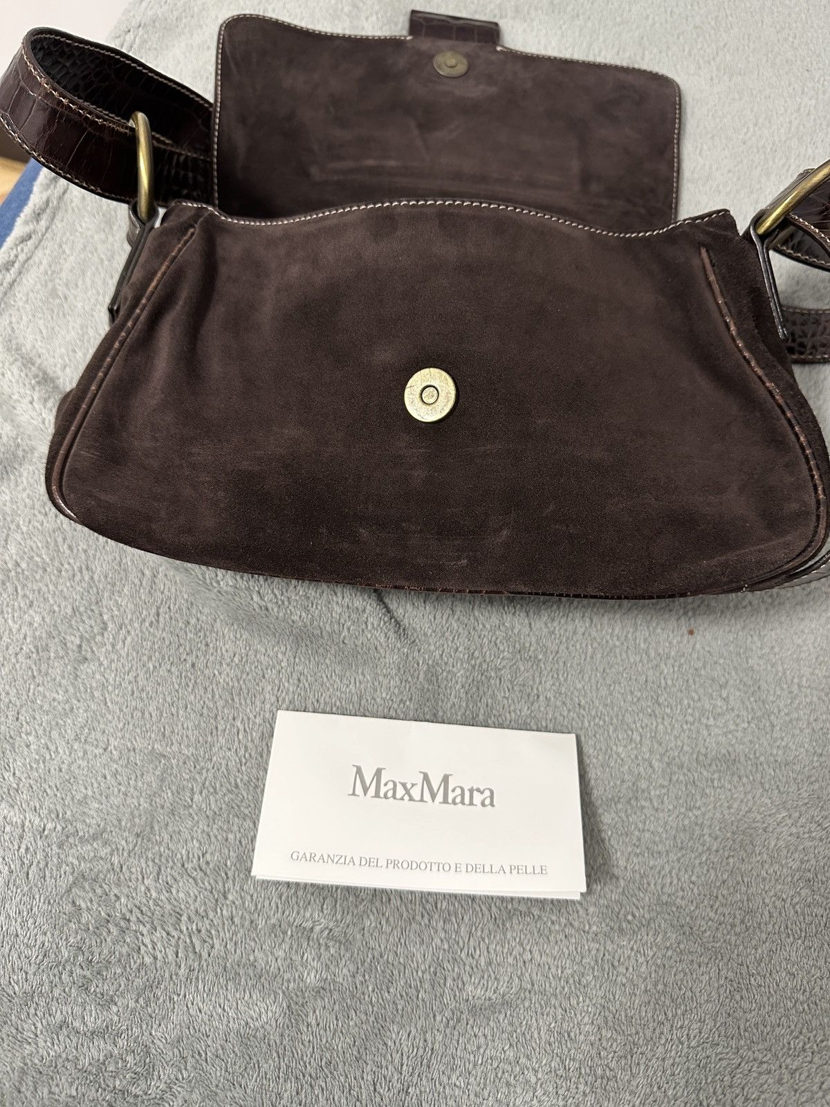 Max Mara Vintage Max Mara Shoulder Suede Crocodile Bag Size ONE SIZE - 15 Thumbnail