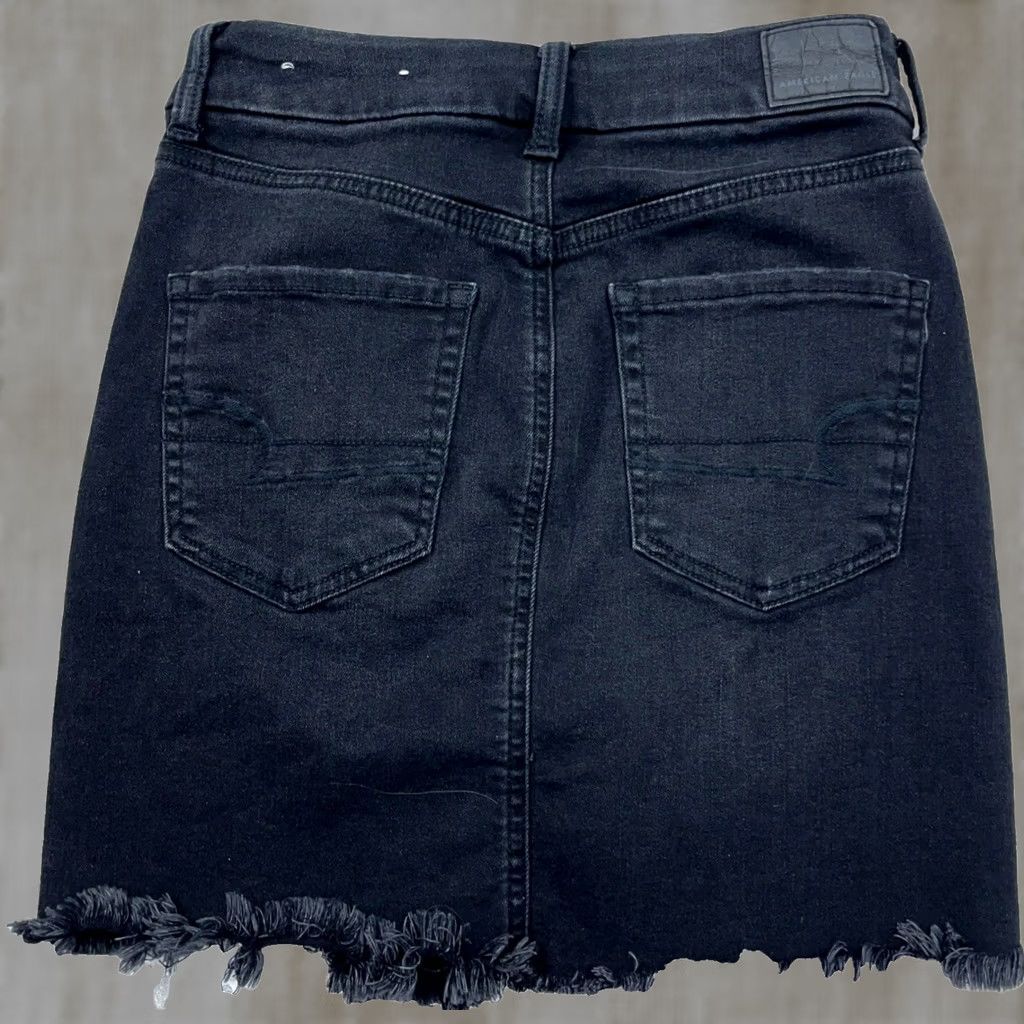 American Eagle Outfitters VINTAGE American Eagle Outfitters Skirt Women 2 Mini Denim Black AE Button Pockets 90s Stylish Womens Size 26" / US 2 / IT 38 - 1 Thumbnail